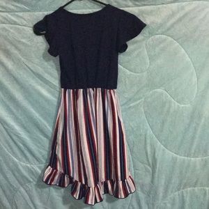 Red white and blue stripped dress